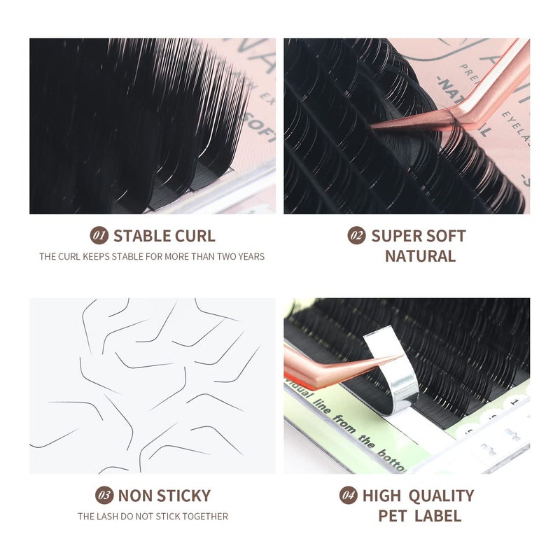 ANNAFRIS L/L+/LC/LD/LU(M) Curl Individual Eyelash Extension Natural Synthetic Mink Matte Black False Lashes Extension Faux Cils Maquillage (LU Curl, 0.07 8-15mm Mix) - Image 3